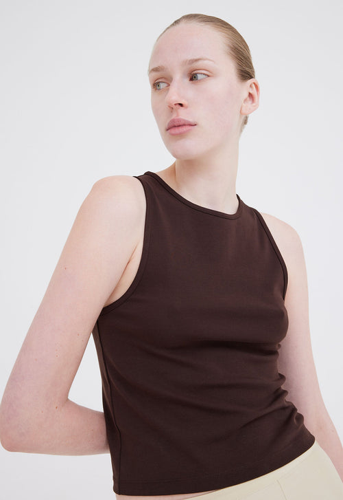 Jac+Jack Foster Ribbed Cotton Tank - Arabica Brown